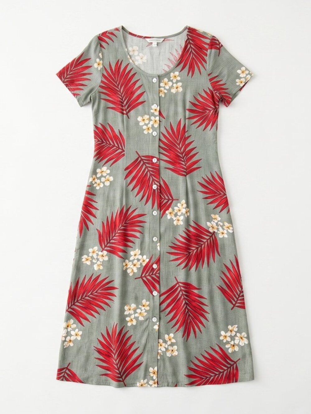 Button-Front Green Tropical Maxi Dress